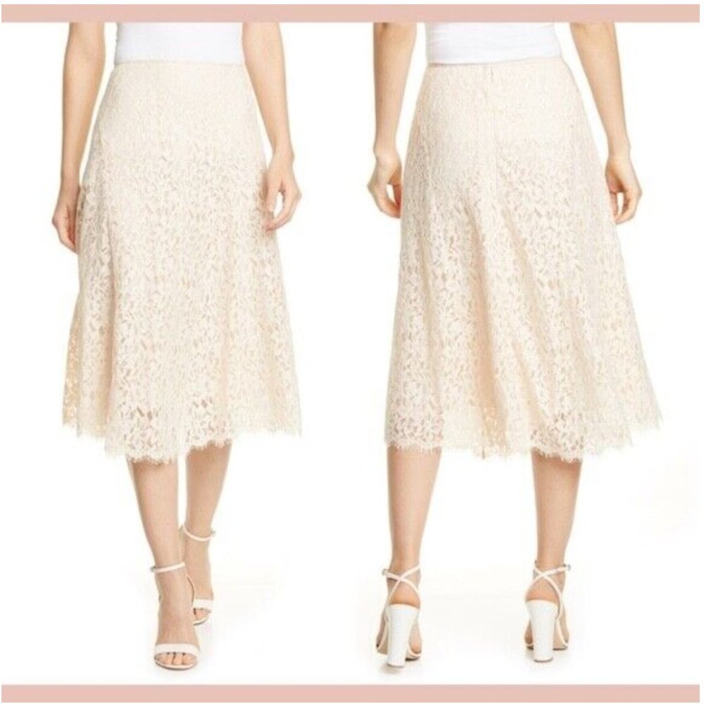NEW‎ $269 Lewit [ 18 ] A-Line Floral Lace Skirt in Blush Nude [SZ 14 ]